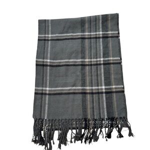 Cashmere Feel Italy Design Men’s Grey and Black Plaid Scarf